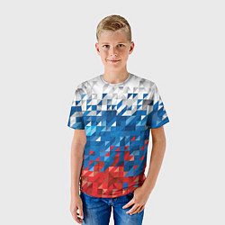 Футболка детская Полигональный флаг России!, цвет: 3D-принт — фото 2