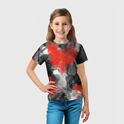 Футболка детская Черно-красная абстрактная текстура акварели, цвет: 3D-принт — фото 2