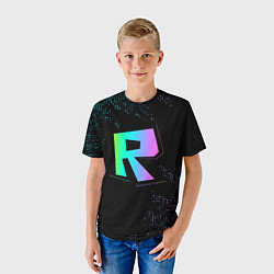 Футболка детская Roblox logo neon, цвет: 3D-принт — фото 2