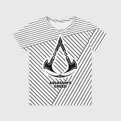 Футболка детская Символ Assassins Creed на светлом фоне с полосами, цвет: 3D-принт