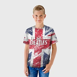 Футболка детская The Beatles - лого на фоне флага Великобритании, цвет: 3D-принт — фото 2