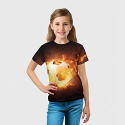 Футболка детская Футбольный мяч огонь, цвет: 3D-принт — фото 2