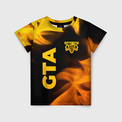 Футболка детская GTA - gold gradient: надпись, символ, цвет: 3D-принт