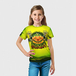Футболка детская Тыква - зомби хэллоуин, цвет: 3D-принт — фото 2