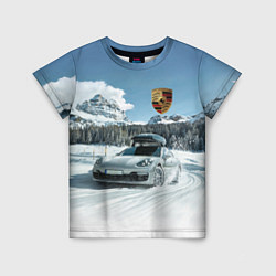 Футболка детская Porsche on a mountain winter road, цвет: 3D-принт