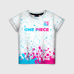 Футболка детская One Piece neon gradient style: символ сверху, цвет: 3D-принт