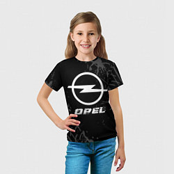 Футболка детская Opel speed на темном фоне со следами шин, цвет: 3D-принт — фото 2