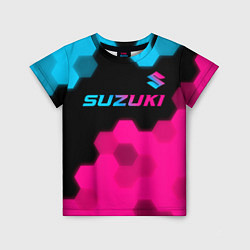Футболка детская Suzuki - neon gradient: символ сверху, цвет: 3D-принт