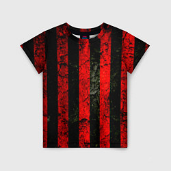Футболка детская Красно-черный фон в полоску, цвет: 3D-принт