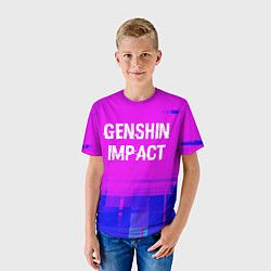 Футболка детская Genshin Impact glitch text effect: символ сверху, цвет: 3D-принт — фото 2