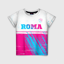 Футболка детская Roma neon gradient style: символ сверху, цвет: 3D-принт