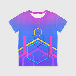 Футболка детская Многоцветный градиент с геометрическими фигурами, цвет: 3D-принт