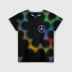Футболка детская Mercedes - neon pattern, цвет: 3D-принт