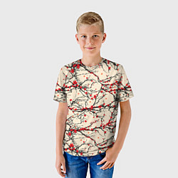 Футболка детская Sakura flowers, цвет: 3D-принт — фото 2