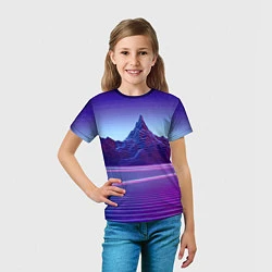Футболка детская Neon mountains - Vaporwave, цвет: 3D-принт — фото 2