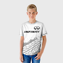 Футболка детская Infiniti speed на светлом фоне со следами шин: сим, цвет: 3D-принт — фото 2