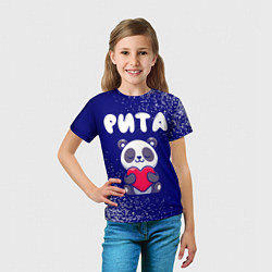 Футболка детская Рита панда с сердечком, цвет: 3D-принт — фото 2