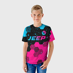 Футболка детская Jeep - neon gradient: символ сверху, цвет: 3D-принт — фото 2