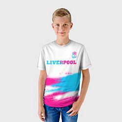 Футболка детская Liverpool neon gradient style: символ сверху, цвет: 3D-принт — фото 2