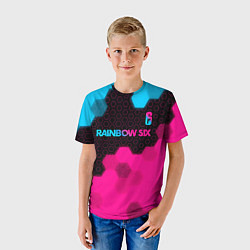 Футболка детская Rainbow Six - neon gradient: символ сверху, цвет: 3D-принт — фото 2