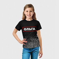 Футболка детская Ольга - в красной рамке на темном, цвет: 3D-принт — фото 2