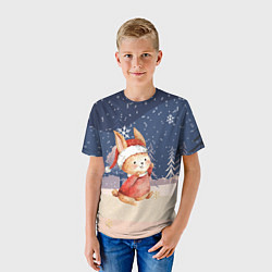 Футболка детская Зайчик новый год, цвет: 3D-принт — фото 2