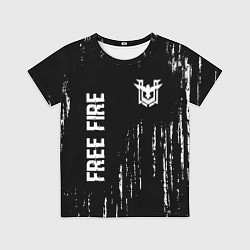 Футболка детская Free Fire glitch на темном фоне: надпись, символ, цвет: 3D-принт