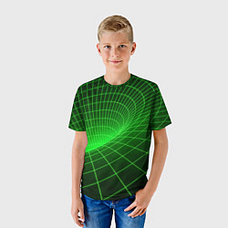 Футболка детская Зелёная неоновая чёрная дыра, цвет: 3D-принт — фото 2