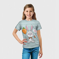 Футболка детская Милый зайка с шариком-морковкой, цвет: 3D-принт — фото 2