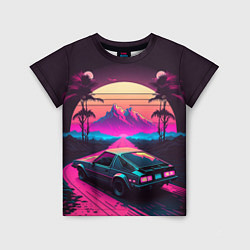 Футболка детская Synthwave car and mountains, цвет: 3D-принт