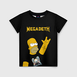 Футболка детская Megadeth Гомер Симпсон рокер, цвет: 3D-принт