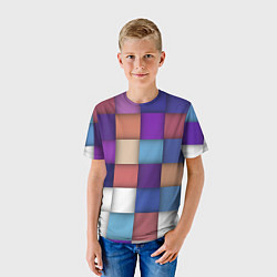 Футболка детская Геометрическое множество разноцветных квадратов, цвет: 3D-принт — фото 2