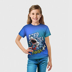 Футболка детская Акула борец, цвет: 3D-принт — фото 2