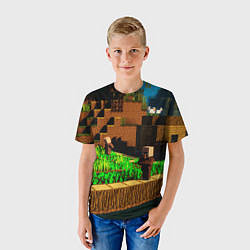 Футболка детская Minecraft ферма, цвет: 3D-принт — фото 2