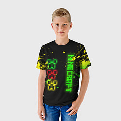 Футболка детская Minecraft - неоновые логотипы, цвет: 3D-принт — фото 2