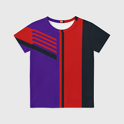 Футболка детская Красные полосы на чёрном, цвет: 3D-принт