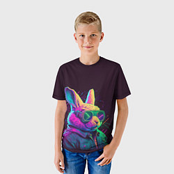 Футболка детская Модный кролик в очках, цвет: 3D-принт — фото 2