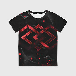 Футболка детская Красные ромбы и брызги, цвет: 3D-принт