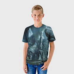 Футболка детская Сай-фай тёмные горы и корабль, цвет: 3D-принт — фото 2