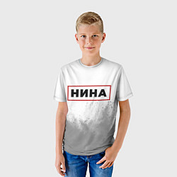 Футболка детская Нина - в красной рамке на светлом, цвет: 3D-принт — фото 2