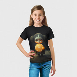 Футболка детская Девочка с мандарином в руках, цвет: 3D-принт — фото 2