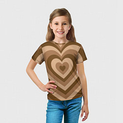 Футболка детская Hearts brown, цвет: 3D-принт — фото 2