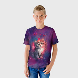 Футболка детская Космически котенок, цвет: 3D-принт — фото 2