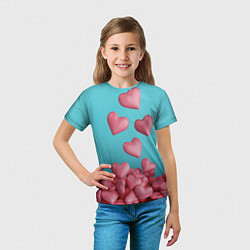Футболка детская Россыпь сердец на день святого валентина, цвет: 3D-принт — фото 2