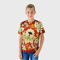 Футболка детская Нежный цветок хохлома, цвет: 3D-принт — фото 2