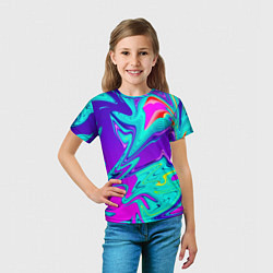 Футболка детская Неоновые краски разводы, цвет: 3D-принт — фото 2