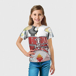 Футболка детская Пингвин- барабанщик, цвет: 3D-принт — фото 2