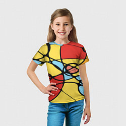 Футболка детская Яркий абстрактный узор из цветных овалов и плавных, цвет: 3D-принт — фото 2