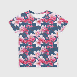 Футболка детская Паттерн сакура, цвет: 3D-принт