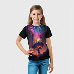Футболка детская Огненное дерево в звездном лесу, цвет: 3D-принт — фото 2